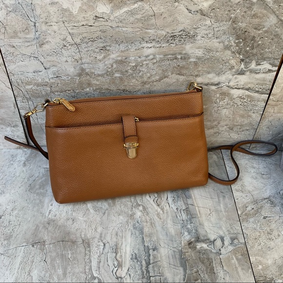 Michael Kors Leather Mercer Large Snap Pocket Crossbody Bag Clutch - Picture 7 of 10